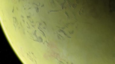 4K Venüs Exoplan3D çizim, yörüngeden açık yeşil bulutlu gezegen. NASA tarafından desteklenen bu görüntünün asit zehirli çöl elementleri.