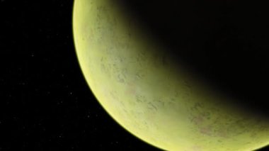 4K Venüs Exoplan3D çizim, yörüngeden açık yeşil bulutlu gezegen. NASA tarafından desteklenen bu görüntünün asit zehirli çöl elementleri.