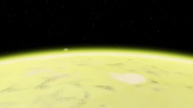 4K Venüs Exoplan3D çizim, yörüngeden açık yeşil bulutlu gezegen. NASA tarafından desteklenen bu görüntünün asit zehirli çöl elementleri.