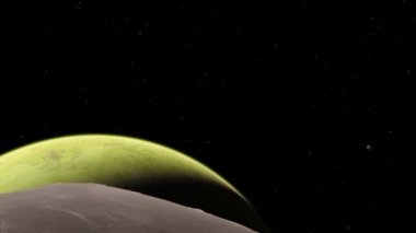 4K Venüs Exoplan3D çizim, yörüngeden açık yeşil bulutlu gezegen. NASA tarafından desteklenen bu görüntünün asit zehirli çöl elementleri.