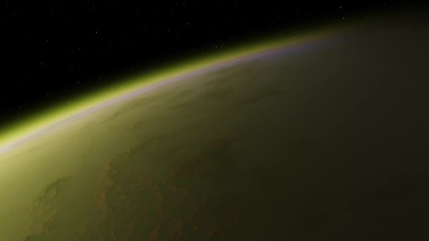 4K Venus Exoplanet 3D illustration, ljusgrön gul grumlig planet från omloppsbanan. Surt giftig öken Delar av denna bild tillhandahålls av NASA. — Stockvideo