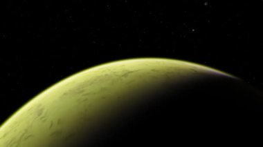 4K Venüs Exoplan3D çizim, yörüngeden açık yeşil bulutlu gezegen. NASA tarafından desteklenen bu görüntünün asit zehirli çöl elementleri.