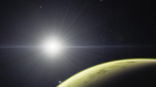 4K Venus Exoplanet 3D ilustração, luz verde planeta nublado amarelo a partir da órbita. Deserto tóxico ácido Elementos desta imagem fornecidos pela NASA . — Vídeo de Stock