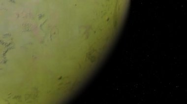 4K Venüs Exoplan3D çizim, yörüngeden açık yeşil bulutlu gezegen. NASA tarafından desteklenen bu görüntünün asit zehirli çöl elementleri.