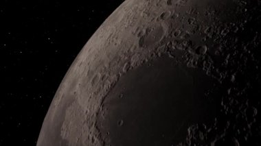 Ay arka planı gerçekçi videosu. Ay, Dünya 'nın yörüngesinde dönen astronomik bir cisimdir. Bu görüntünün elementleri NASA tarafından desteklenmektedir
