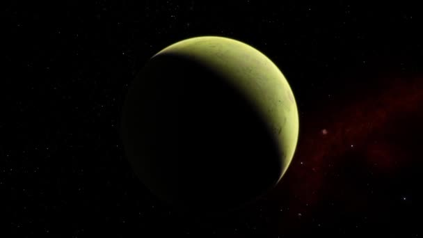 4K金星系外行星3D图解，来自轨道的浅绿色黄云行星。美国航天局提供的图像中的酸性有毒沙漠元素. — 图库视频影像