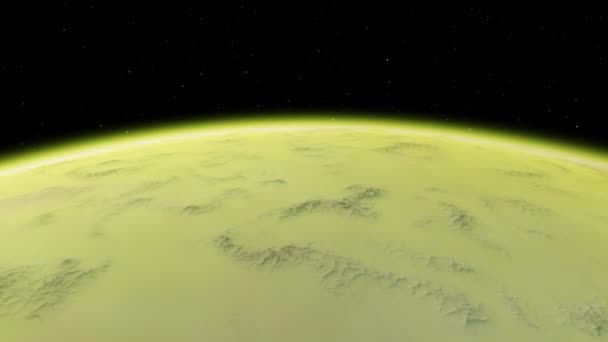 4K Venus Exoplanet 3D Illustration, hellgrün gelb bewölkt Planet aus der Umlaufbahn. Säuregiftige Wüstenelemente dieses von der NASA erstellten Bildes. — Stockvideo