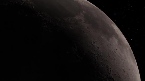 Fondo lunar Vídeo realista. La Luna es un cuerpo astronómico que orbita el planeta Tierra. Elementos de esta imagen proporcionados por la NASA — Vídeo de stock