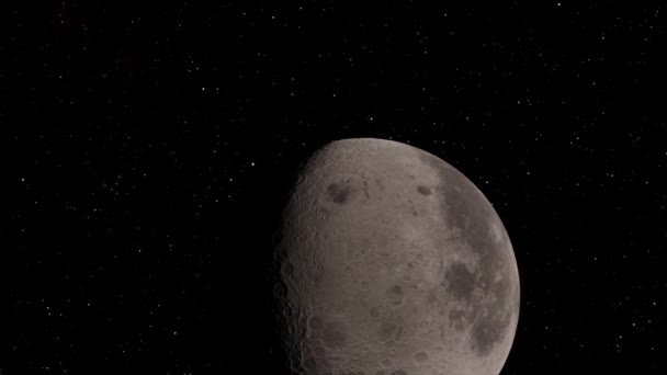 Fondo lunar Vídeo realista. La Luna es un cuerpo astronómico que orbita el planeta Tierra. Elementos de esta imagen proporcionados por la NASA — Vídeos de Stock