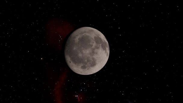 Fondo lunar Vídeo realista. La Luna es un cuerpo astronómico que orbita el planeta Tierra. Elementos de esta imagen proporcionados por la NASA — Vídeos de Stock