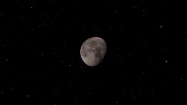 Ay arka planı gerçekçi videosu. Ay, Dünya 'nın yörüngesinde dönen astronomik bir cisimdir. Bu görüntünün elementleri NASA tarafından desteklenmektedir