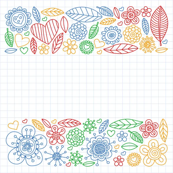 Doodle flores patrón vectorial para colorear libro y páginas — Archivo Imágenes Vectoriales