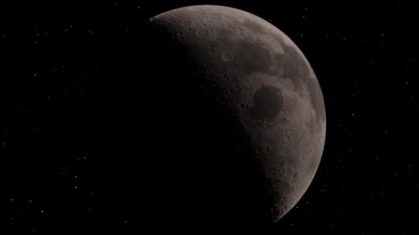 Φεγγάρι φόντο Ρεαλιστικό βίντεο. Η Σελήνη είναι ένα αστρονομικό σώμα που περιστρέφεται γύρω από τον πλανήτη Γη. Στοιχεία αυτής της εικόνας που παρέχονται από τη NASA — Αρχείο Βίντεο