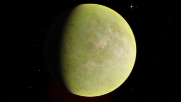 Ilustración 3D de Venus Exoplanet 4K, planeta nublado amarillo verde claro de la órbita. Desierto tóxico ácido Elementos de esta imagen proporcionados por la NASA . — Vídeos de Stock