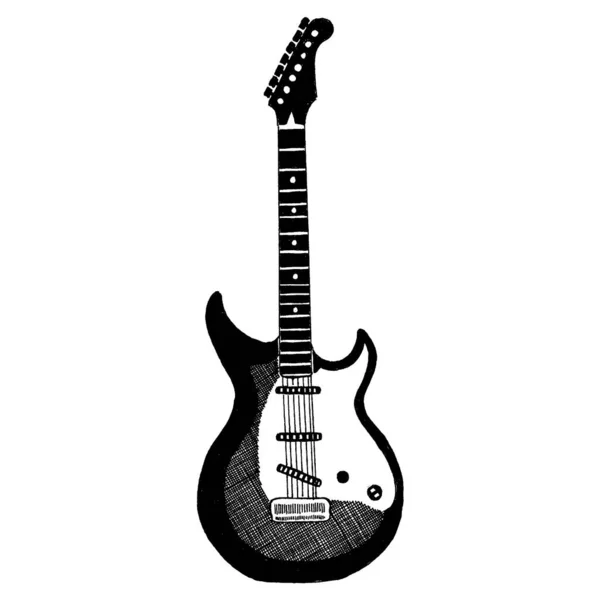 Elektrische Vektor-Gitarre. Emblem für Musikschule, Musikfestival. Heavy Metal, Rock, Jazz. — Stockvektor