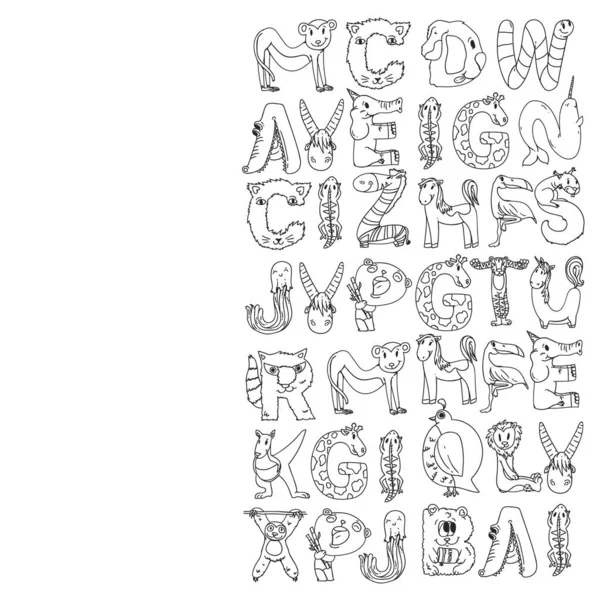 Animal alphabet. Zoo alphabet. Letters from A to Z. Cartoon cute