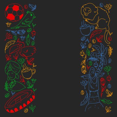 Rio de Janeiro Brezilya. Ulusal sembollü vektör deseni.