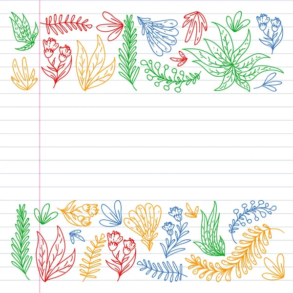Ручной вектор нарисован цветочными, листьями элементов. Шаблон для логотипа, открытки, свадебный дизайн . — стоковый вектор