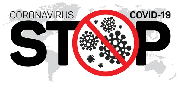 Coronavirus COVID-19 (dalam bahasa Inggris). Vektor ilustrasi. Virus wuhan dari Cina. - Stok Vektor