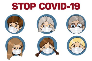 Koruyucu maskeler takan bir aile. Coronavirus, covid-19 koruması. Virüs alarmı.