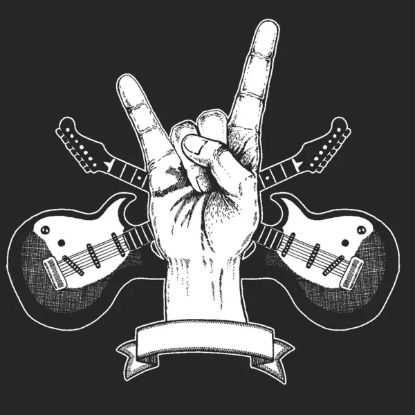 Rock heavy metal, hard rock music hand symbol. Vector icon. — Stock Vector