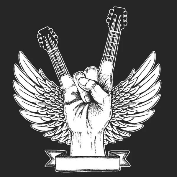 Rock heavy metal, música hard rock símbolo de la mano. Icono del vector . — Vector de stock