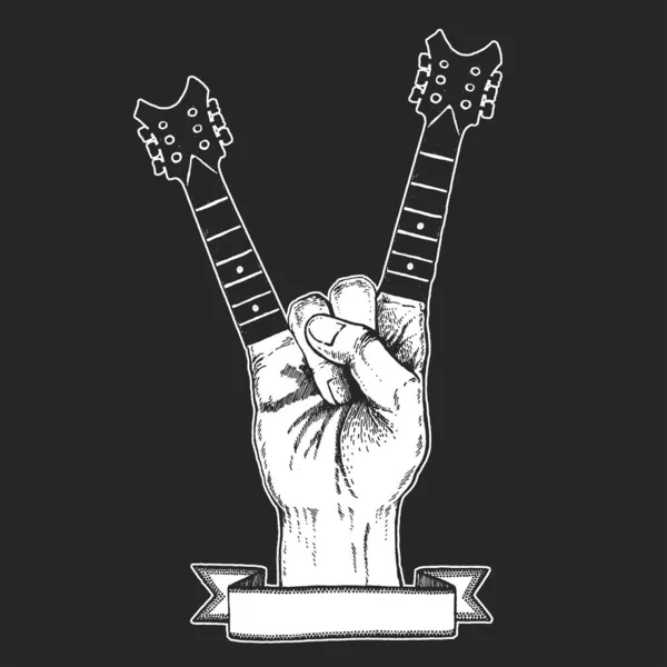 Rock heavy metal, hard rock müziğin el sembolü. Vektör simgesi. — Stok Vektör