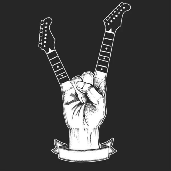 Rock heavy metal, hard rock music hand symbol. Icône vectorielle . — Image vectorielle