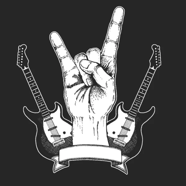Rock heavy metal, simbolo della mano della musica hard rock. Icona del vettore . — Vettoriale Stock