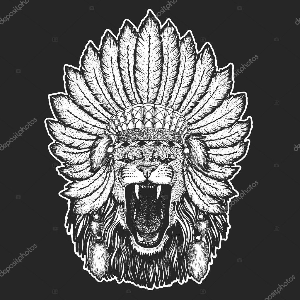 Lion. Wild animal portrait. Face of african cat.