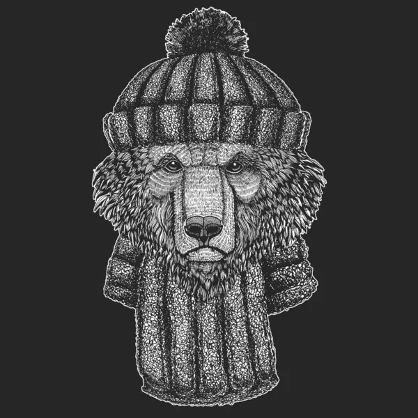 Un ours sauvage. Portrait d'animal pour emblème, logo, tee-shirt . — Image vectorielle