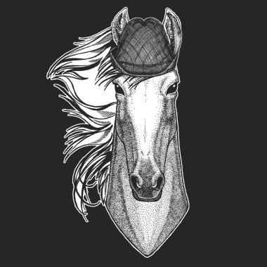 At, at, at. Oktoberfest. Tirol geleneksel şapkası. Bira festivali. Vahşi hayvan portresi.