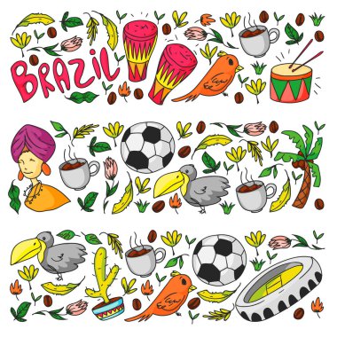 Rio de Janeiro Brezilya. Ulusal sembollü vektör deseni.