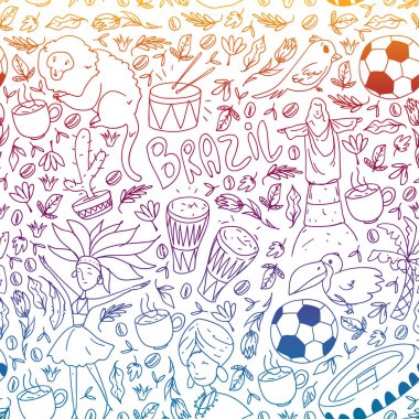 Rio de Janeiro Brezilya. Ulusal sembollü vektör deseni.