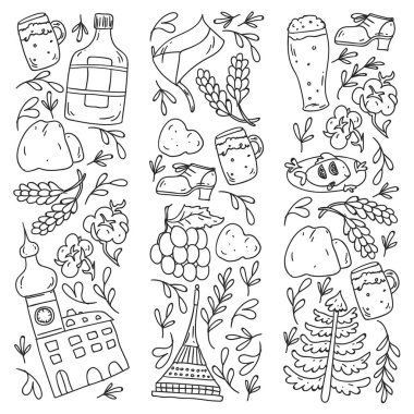 Vektör simgeleri ve sembolleri. Çek Cumhuriyeti afişler, posterler, arkaplan resimleri.