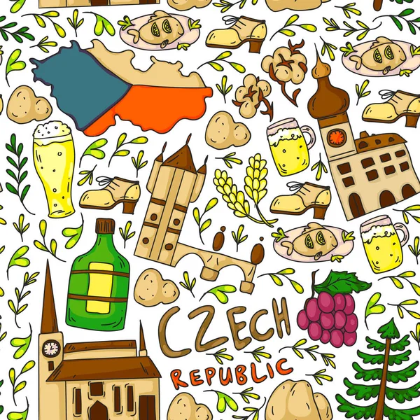 Cseh Köztársaság. Vektor ikonok és szimbólumok. Kép transzparensekhez, plakátokhoz, háttérhez. — Stock Vector