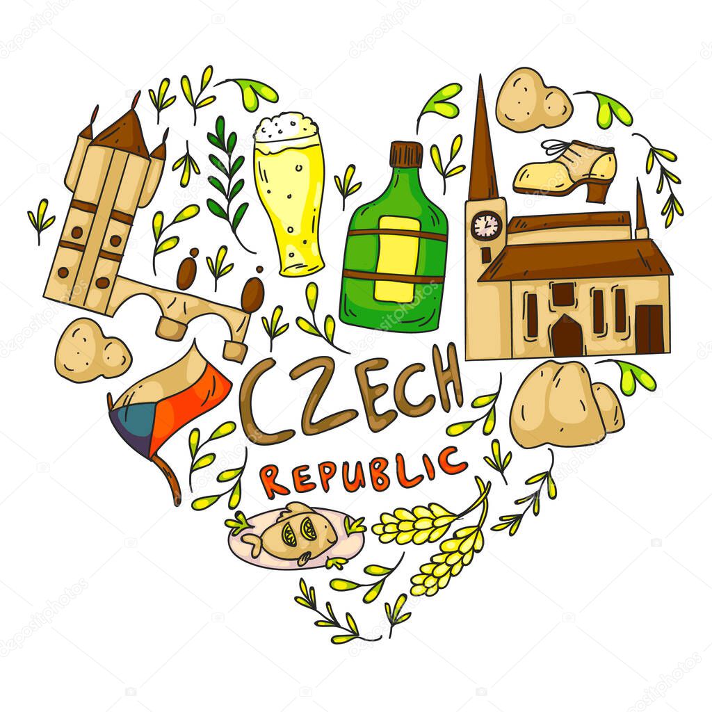 Czech Republic. Vector icons and symbols. Image for banners, posters, background.