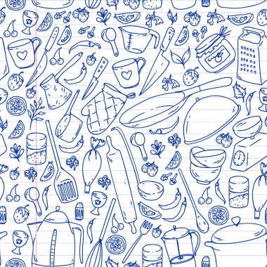 Yemek kursuna. Mutfak eşyaları, tabağını. Yemek ve mutfak simgeler.