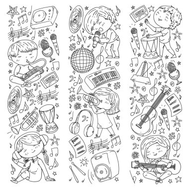 Çocuklar müzik çalın. Müzik eğitimi, tiyatro, okul.