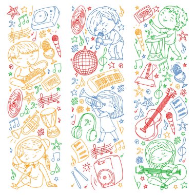 Çocuklar müzik çalın. Müzik eğitimi, tiyatro, okul.