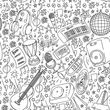 Online müzik eğitimi. Posterler ve afişler için müzikal model. Festival, karaoke, disko, rock.