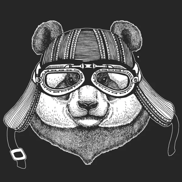 Grande panda, retrato de urso de bambu. Cara de animal bonito. Cabeça de urso . — Vetor de Stock