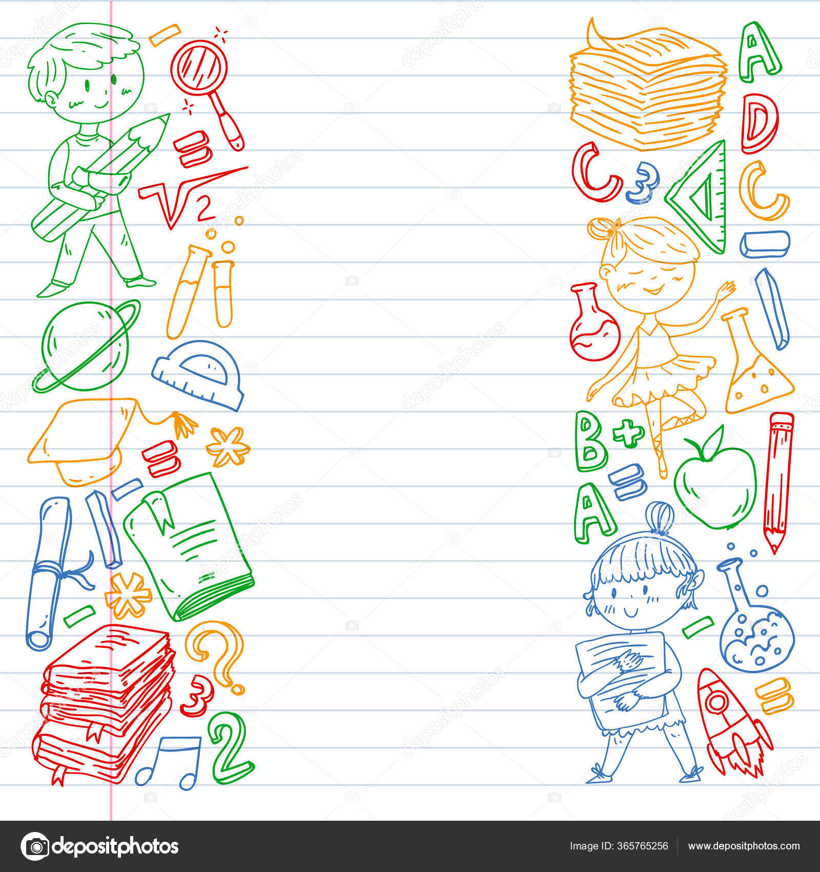 Sevimli okul çocukları. Hayal gücü ve yaratıcılık. Çal ve öğren, şarkı