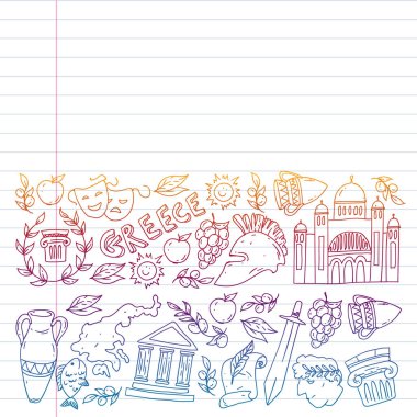 Yunanistan elemanları seyahat. Dergi, Web, Turizm için Yunanistan sembolleri