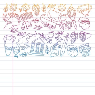 Yunanistan elemanları seyahat. Dergi, Web, Turizm için Yunanistan sembolleri