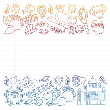 Yunanistan elemanları seyahat. Dergi, Web, Turizm için Yunanistan sembolleri