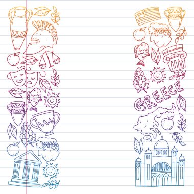 Yunanistan elemanları seyahat. Dergi, Web, Turizm için Yunanistan sembolleri