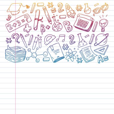 Okul konseptine geri dönelim. Eğitim, öğrenme, açık kitap, bilgi. Modern eğitim şablonu tasarımı.