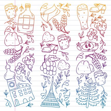 Vektör simgeleri ve sembolleri. Çek Cumhuriyeti afişler, posterler, arkaplan resimleri.