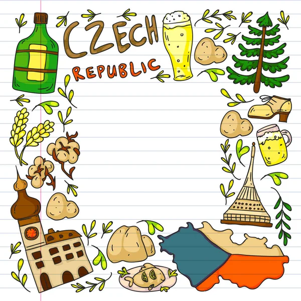 Icone e simboli vettoriali. Repubblica Ceca illustrazioni per banner, manifesti, sfondo . — Vettoriale Stock